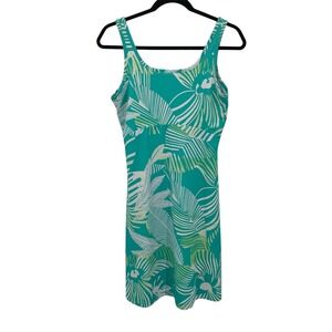 Columbia Women's M Green Tropical Leaf Print PFG Sleeveless Dress Beach‎ Summer